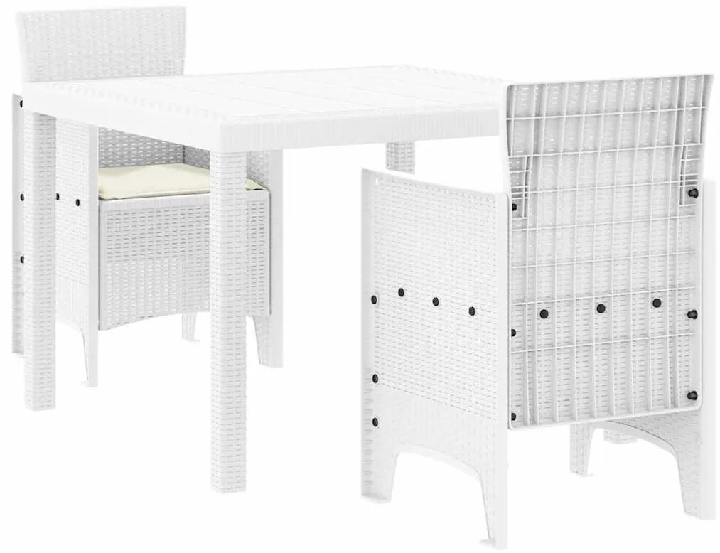 Conjunto de Jantar para Jardim 3 pcs Branco 100 x 100 x 73 cm