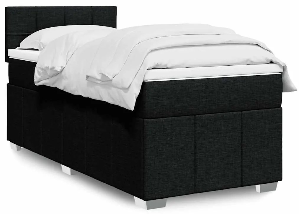 vidaXL Cama com molas/colchão 80x200 cm tecido preto