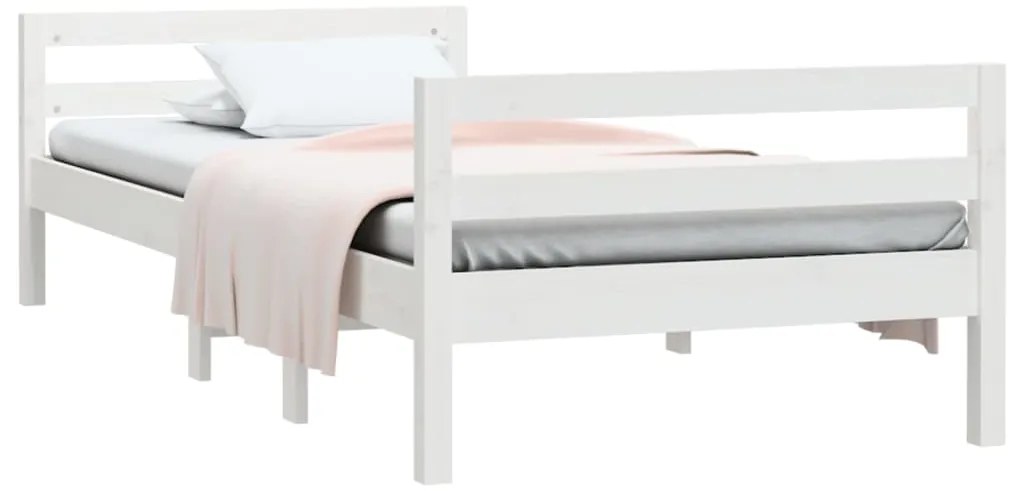 Cama sem colchão 90x190 cm madeira de pinho maciça branco