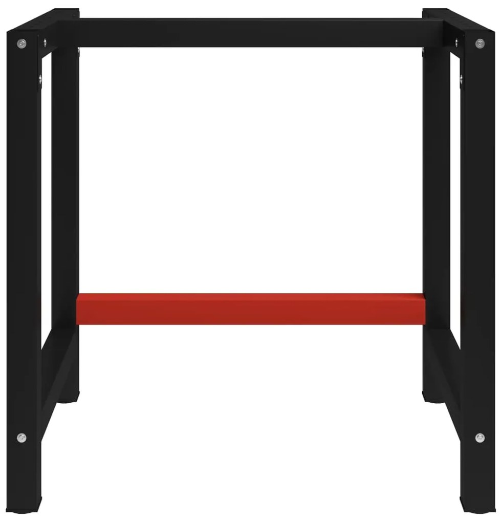 Estrutura banco de trabalho 80x57x79 cm metal preto e vermelho