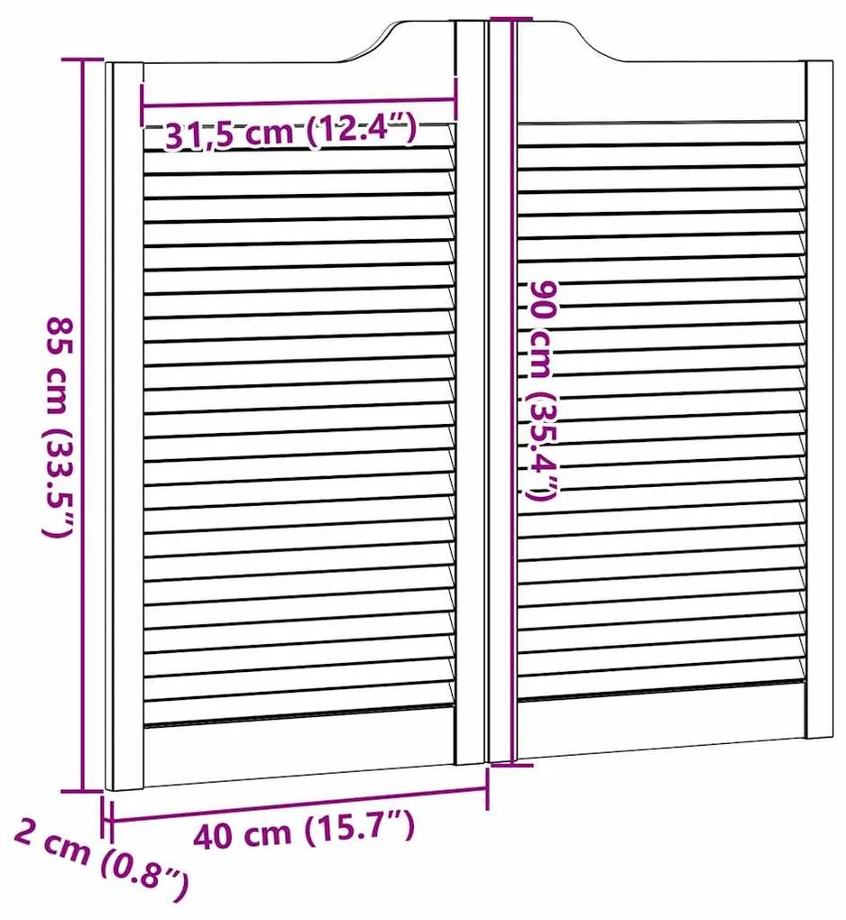 Portas de batente design de persiana 2-Par 90x80 cm branco