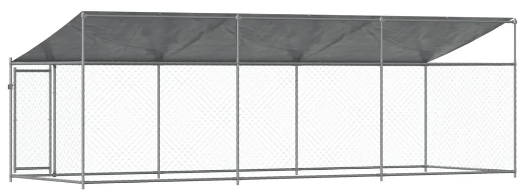Jaula para cão com telhado/porta 6x2x2 m aço galvanizado cinza