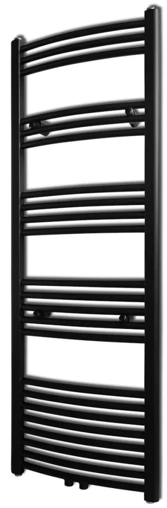 vidaXL Aquecedor toalhas casa de banho curvo 500 x 1424 mm preto