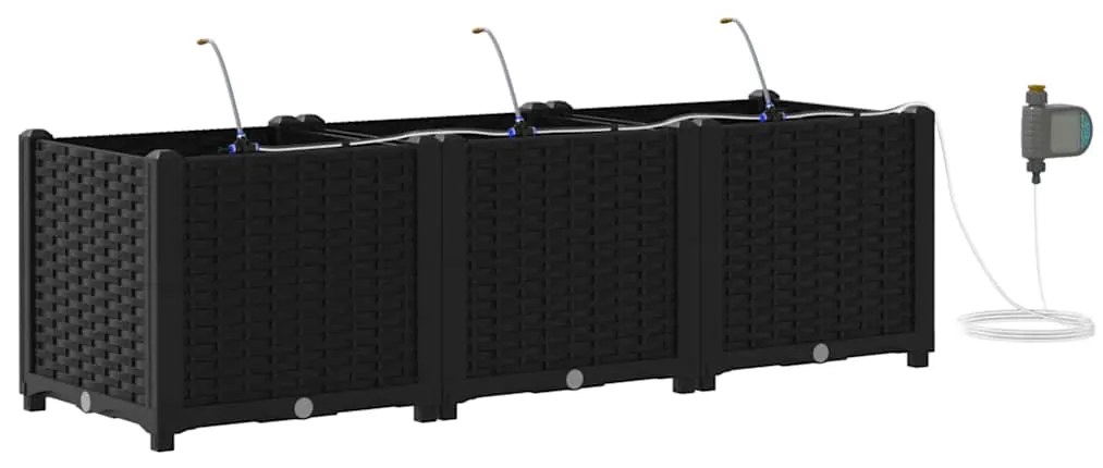 Jardineiras de Jardim 1 pc Preto 120 x 40 x 37.5 cm Plástico