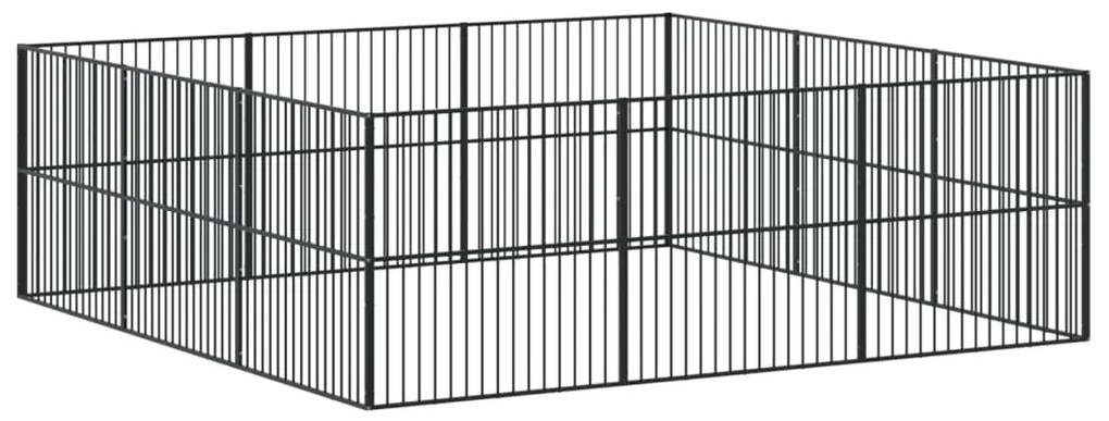 Parque para cães com 12 painéis aço galvanizado preto