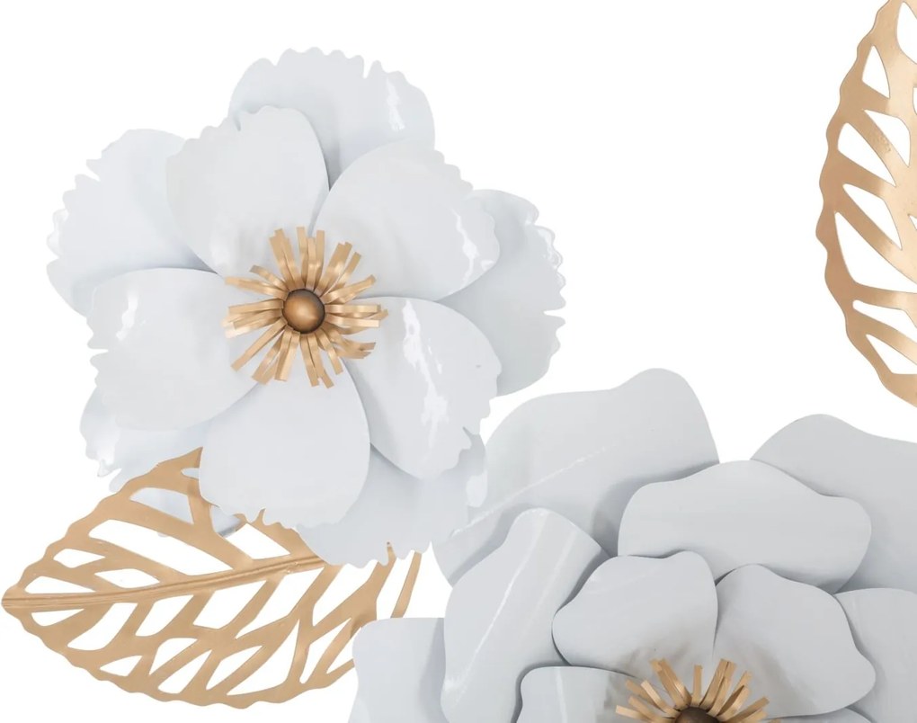 PAINEL DE PAREDE DE FERRO DECORAÇÃO BRANCA 158X9X60 BRANCO E DOURADO