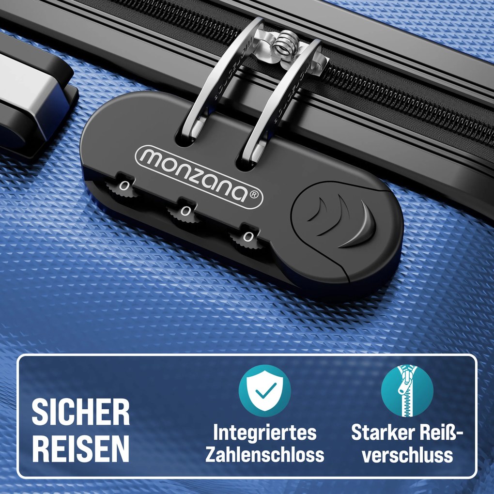 Conjunto de 3 malas viagem peças rígidas Baseline acessórios em ABS Azul