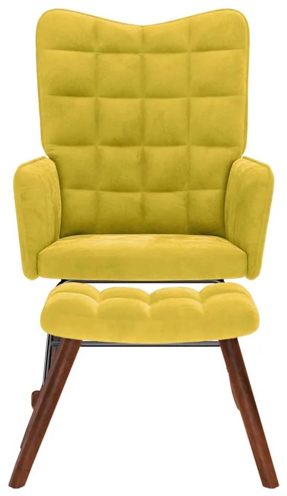 Cadeira de baloiçar com banco veludo amarelo