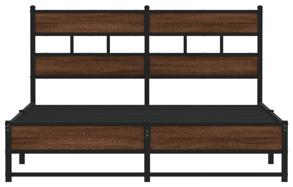 Estrutura de cama sem colchão 140x190cm metal carvalho castanho