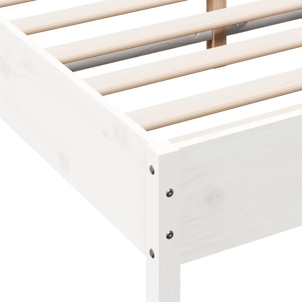 Cama sem colchão 120x200 cm madeira de pinho maciça branco