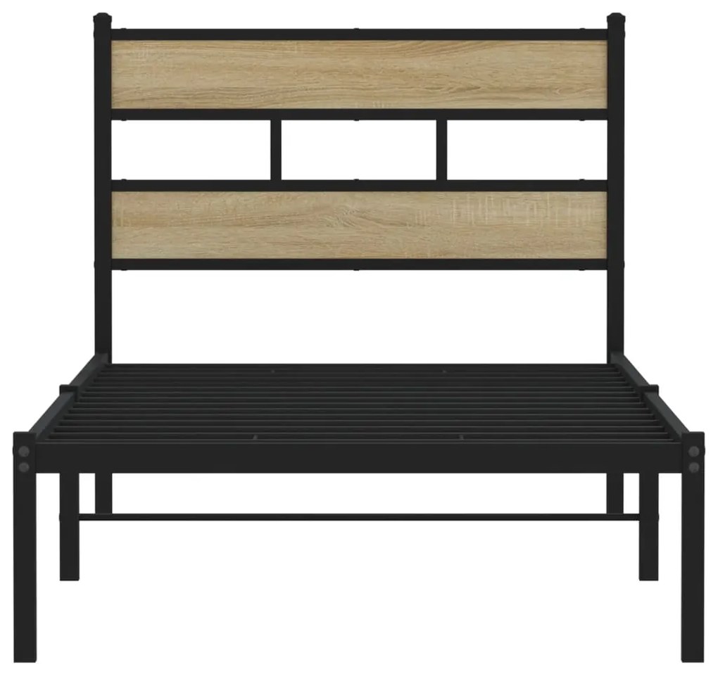 Estrutura de cama sem colchão 100x200 cm metal carvalho sonoma