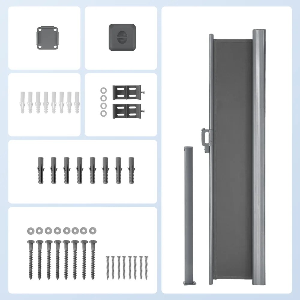 Toldo lateral, cortina lateral extensível 200,1 x 350,1 cm, proteção visual antracite