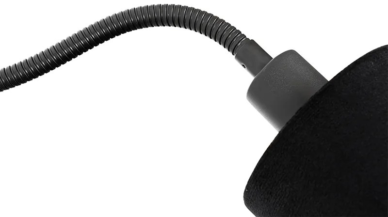 Candeeiro de parede preto com abajur preto, interruptor e braço flexível - Merwe