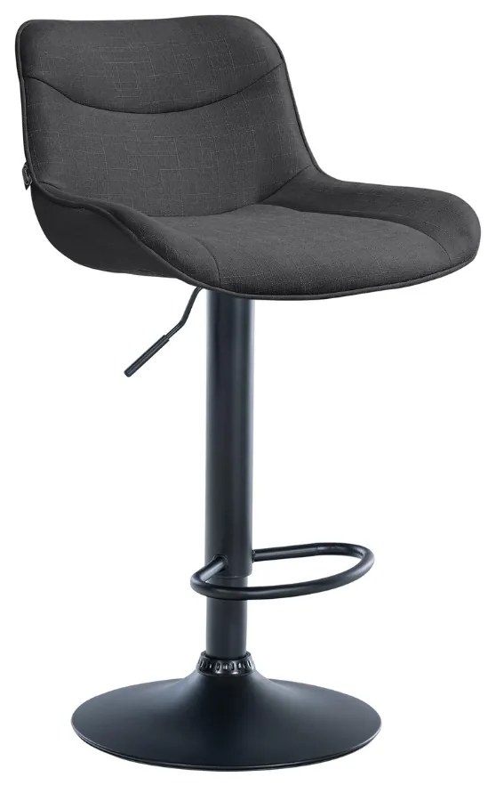 Banco alto em tecido com estrutura preta 85-106 x 49 x 51 cm cinzento escuro