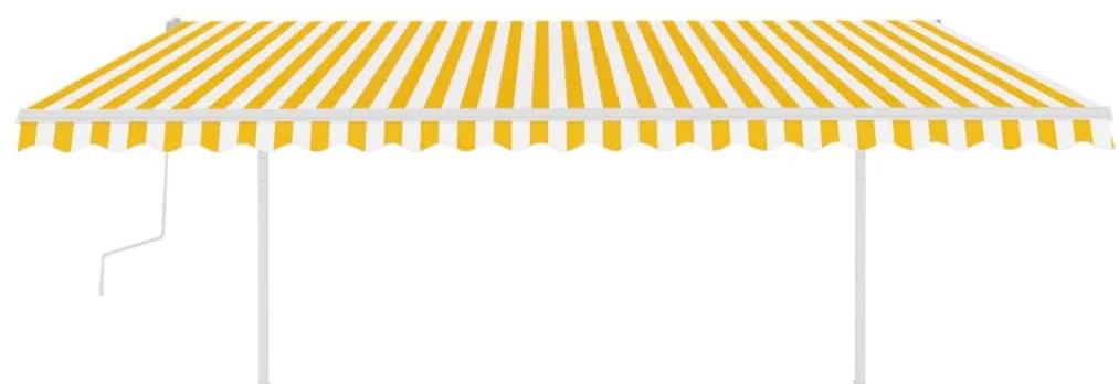 Toldo retrátil manual com luzes LED 5x3 m amarelo e branco