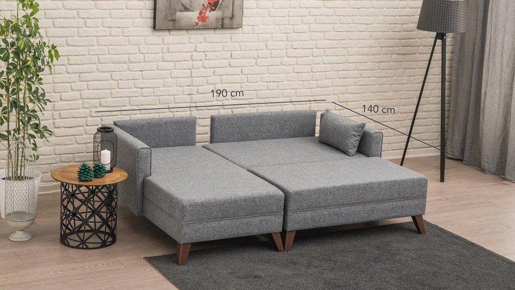 Sofá-Cama de Canto Bella – Cinzento – 205 x 85 x 140 cm