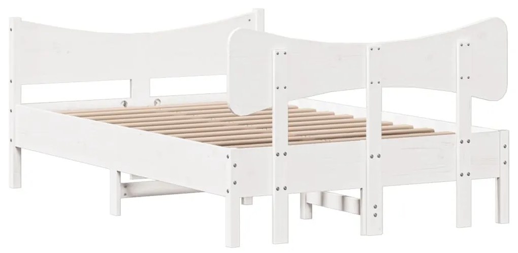 Estrutura cama c/ cabeceira 120x190 cm pinho maciço branco