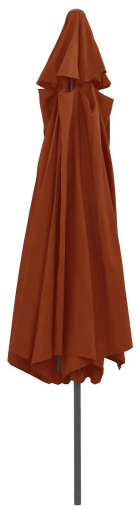 Guarda-sol de jardim com poste de metal 390 cm terracota