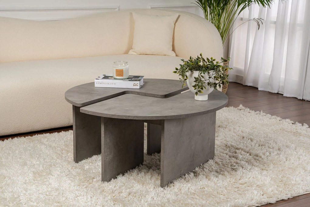 Mesa de Café Moira - Cinza Concreto - Ø90x41 cm