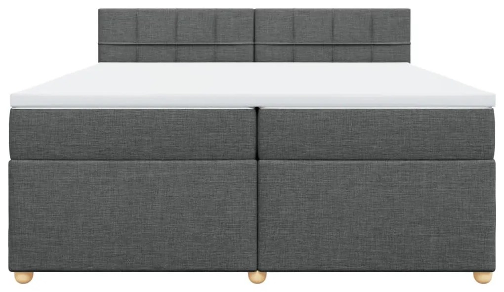 Cama com molas/colchão 200x200 cm tecido cinzento-escuro