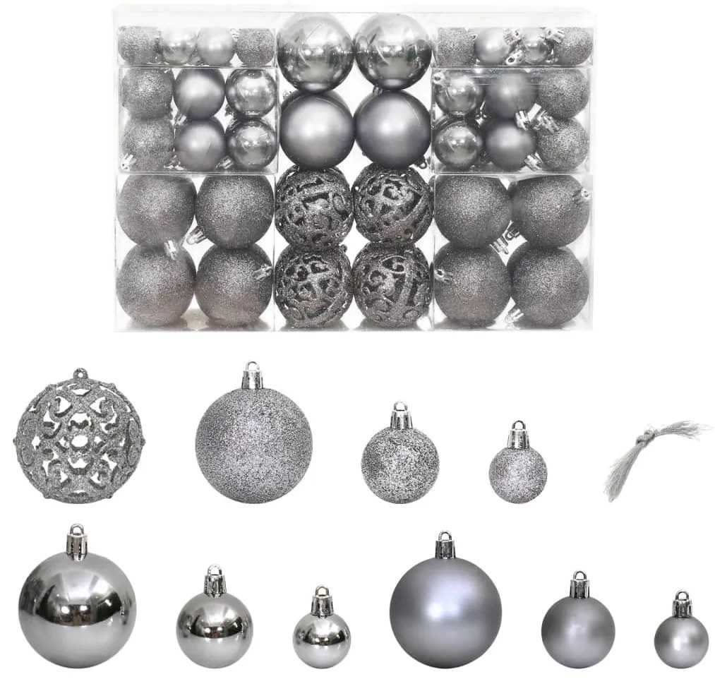 Enfeites de Natal 100 pcs 3 / 4 / 6 cm cinzento