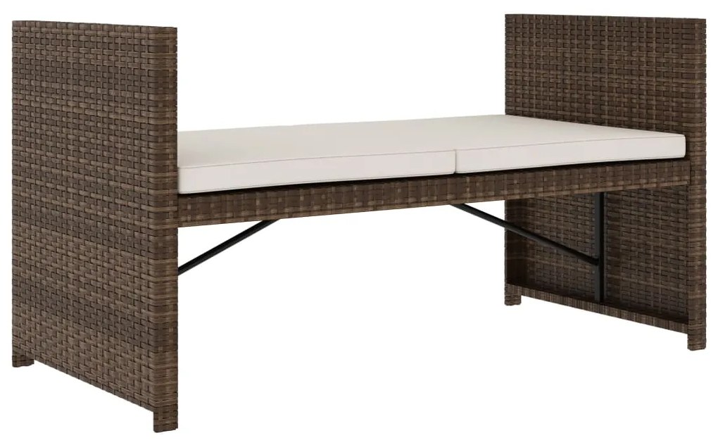 5 pcs conjunto lounge jardim c/ almofadões vime PE castanho