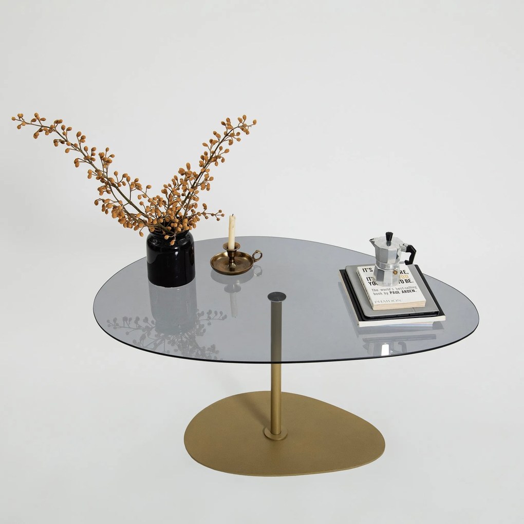 Mesa de Centro Porto – Cinzento Escuro e Dourado – 90 x 40 x 60 cm