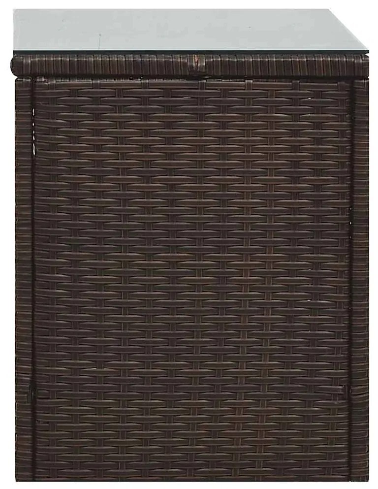 5 pcs conjunto lounge jardim c/ almofadões vime PE castanho