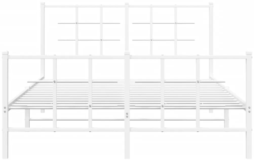 Estrutura de cama com cabeceira e pés 135x190 cm metal branco