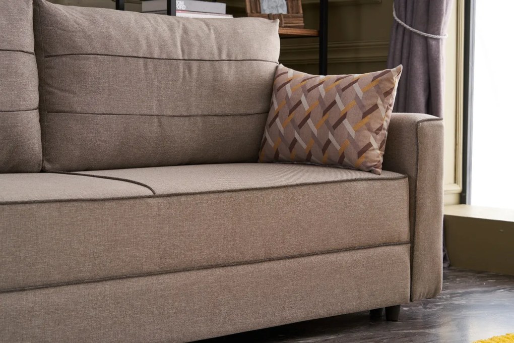 Sofá-cama de 3 lugares Ece – Creme – 215x88x90 cm