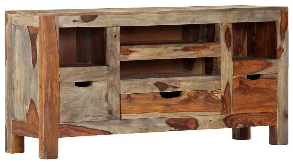Aparador em madeira de acácia maciça 100x30x50 cm cinzento