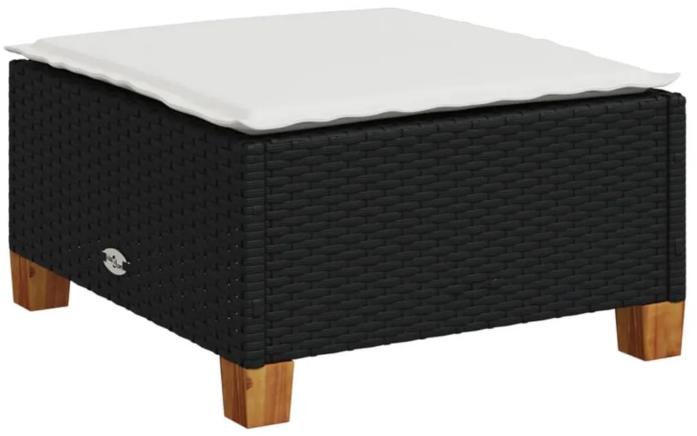8 pcs conjunto sofás de jardim com almofadões vime PE preto