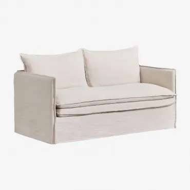 Sofá De 2 Lugares Em Linho E Algodão Grace Tecido Beige - Sklum