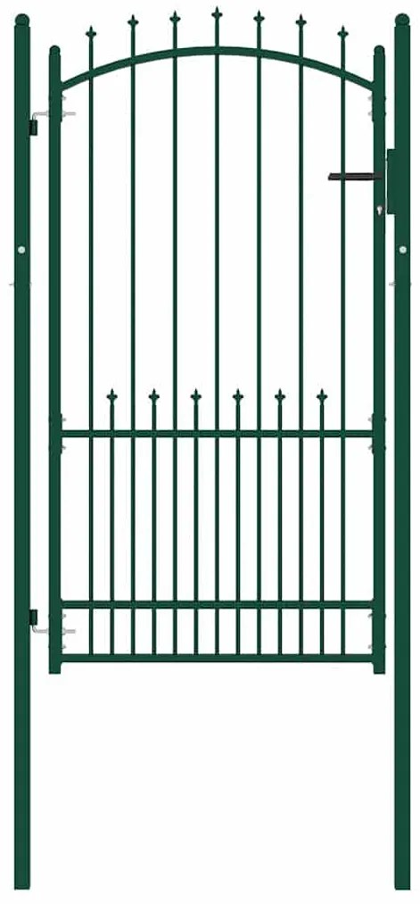 vidaXL Portão para cerca com espetos 100x175 cm aço verde