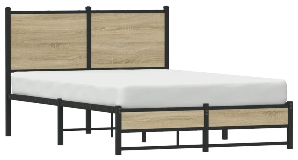 Estrutura de cama sem colchão 120x190 cm metal carvalho sonoma