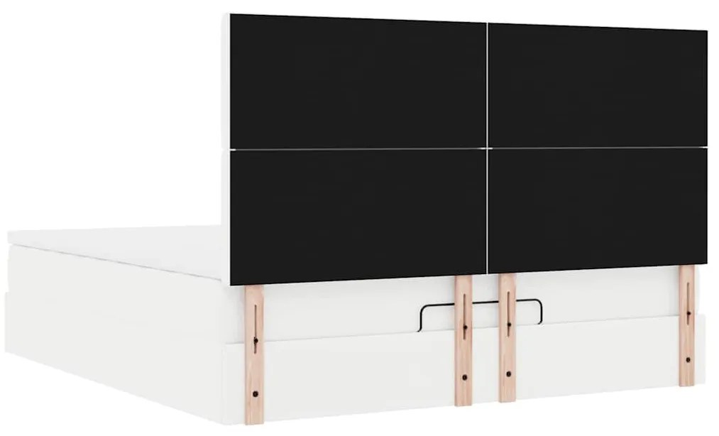 Estrutura de cama otomana com colchão branco couro falso