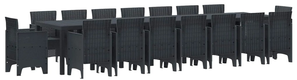 vidaXL Conjunto de Jantar para Jardim com Almofadas 17 pcs Antracite