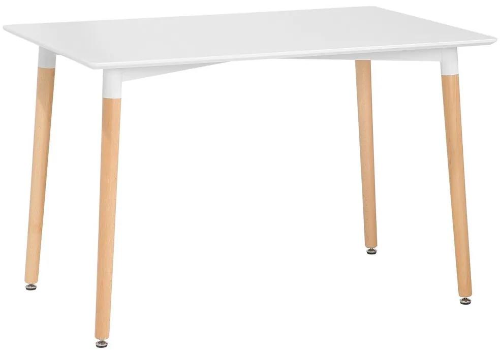 Mesa de refeição branca com pés de madeira 120 x 80 cm FLY Beliani