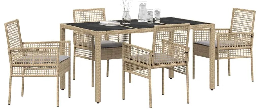 Conjunto de Jantar para Jardim 5 pcs Bege 150 x 90 x 75 cm