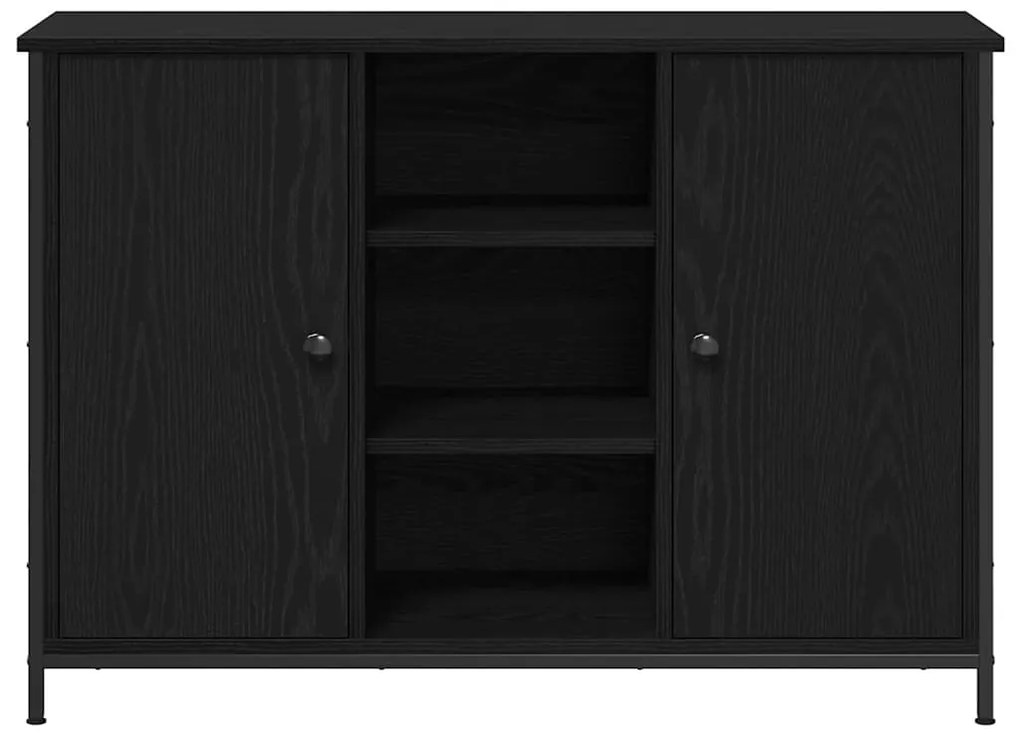 Aparador Carvalho Preto 100x35x70 cm Madeira Engenharia e Aço