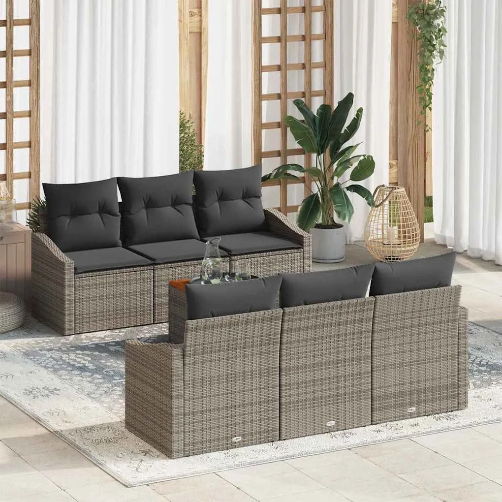 vidaXL Conjunto de Sofá de Jardim 7 pcs Cinzeto 55 x 55 x 37 cm Vime