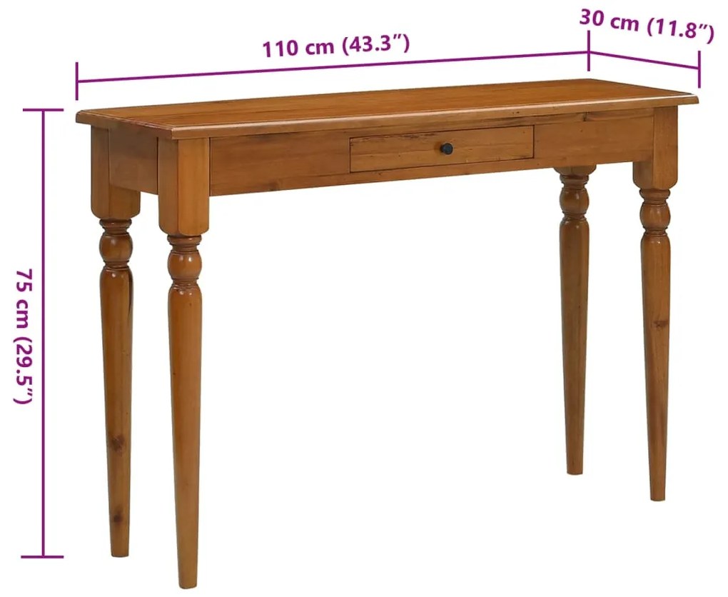 Mesa consola 110x30x75 cm madeira de mogno maciça