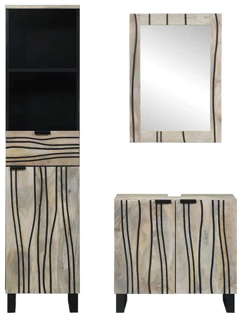 Conjunto de Móveis para Banheiro 3 pcs Branco 38 x 33 x 160 cm