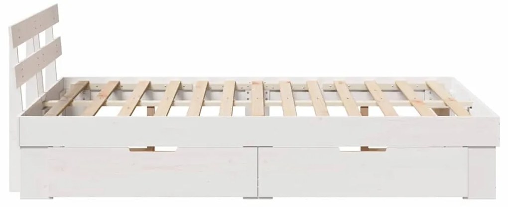 Cama com Gavetas - Branca 120 x 190 cm - Pinho Sólido