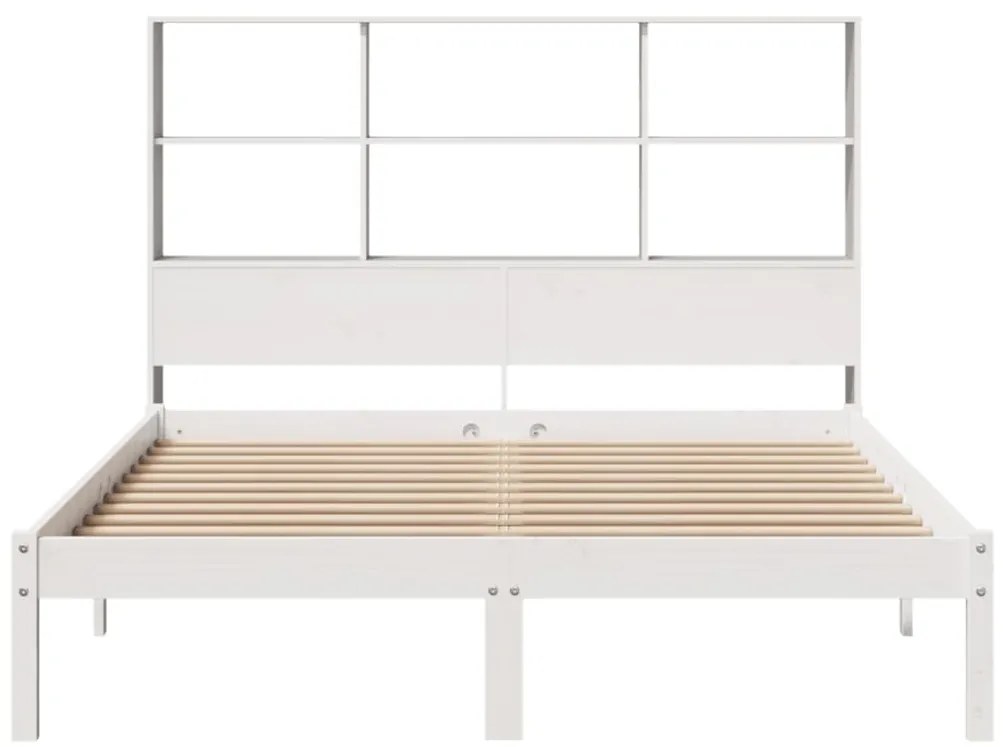 Cama com estante sem colchão 140x200 cm pinho maciço branco