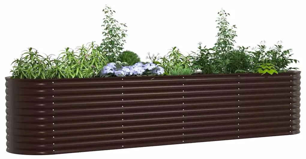 Canteiro Elevado de Jardim Marrom vidaXL 400x80x81 cm em Aço Galvaniza