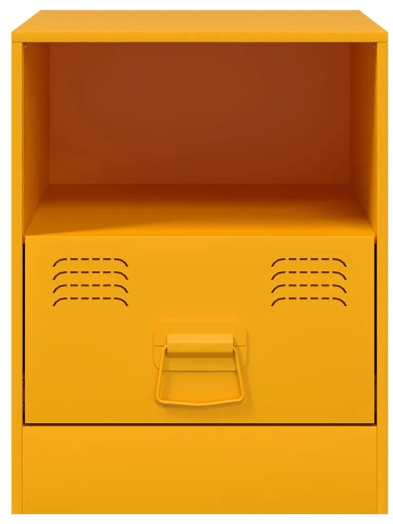 Mesas de cabeceira 2 pcs 34,5x39x44 cm aço amarelo mostarda
