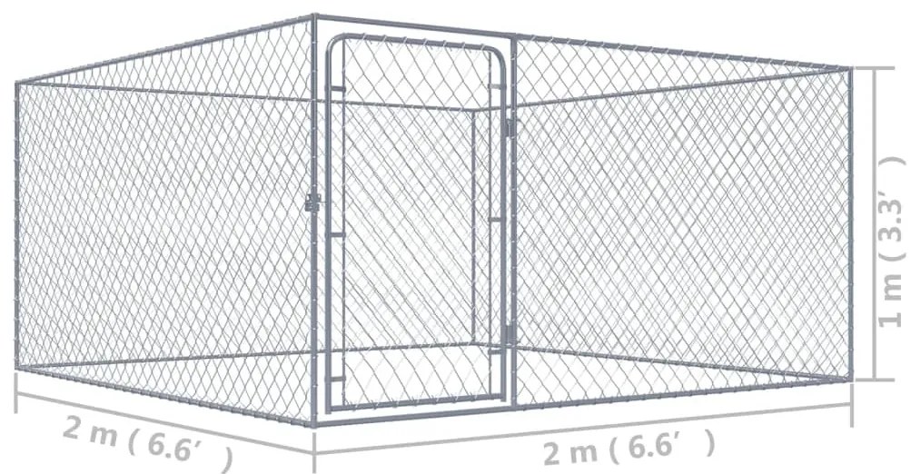 Canil de exterior em aço galvanizado 2x2x1 m