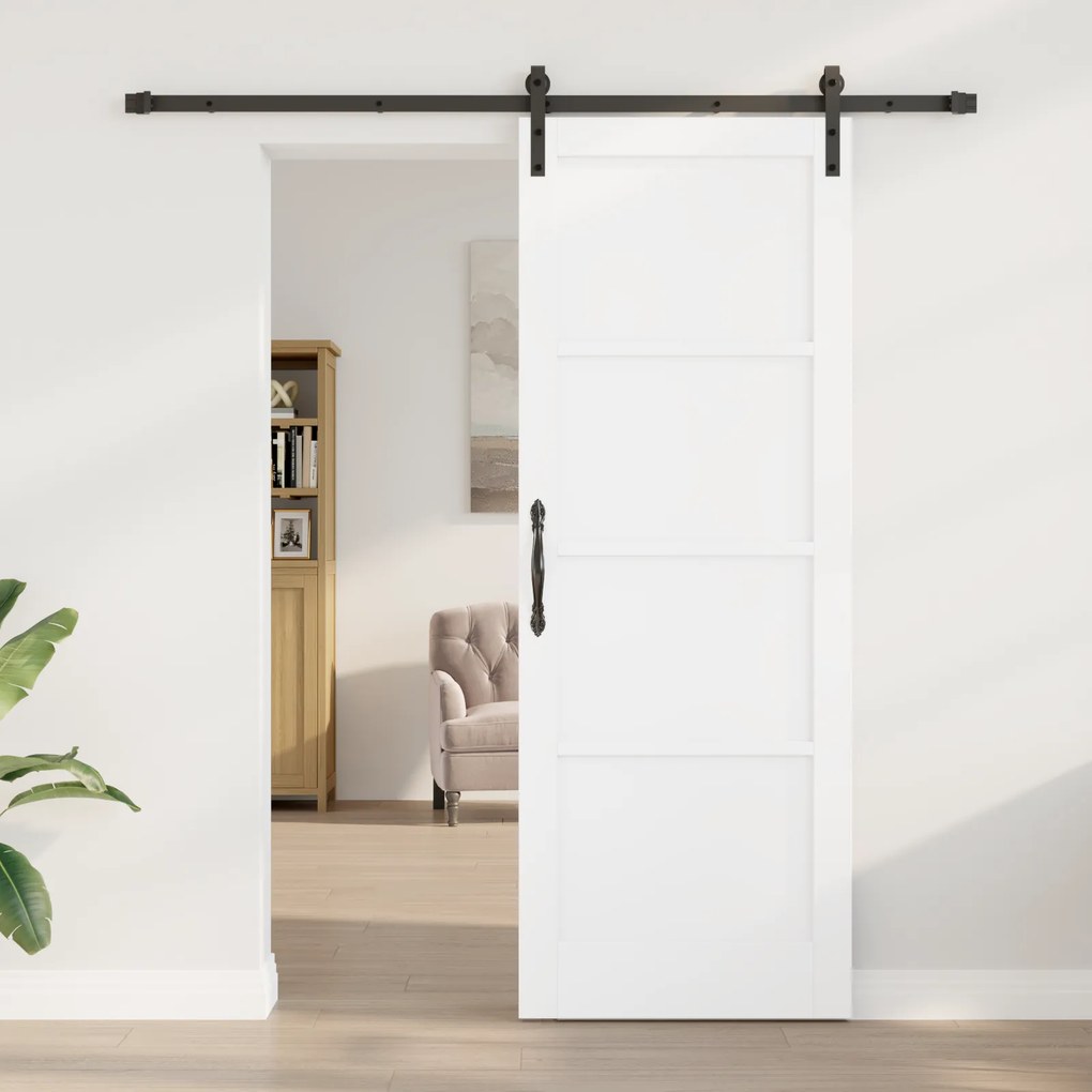 Porta Deslizante vidaXL com Conjunto de Ferragens Branca 78x211 cm Mad