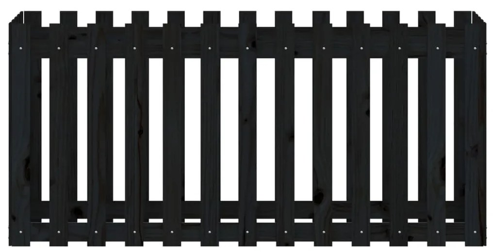 Canteiro elevado c/ design cerca 150x50x70cm pinho maciço preto